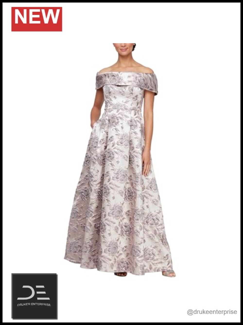 Off Shoulder Ballgown Mother of the Bride Dress with Pockets
